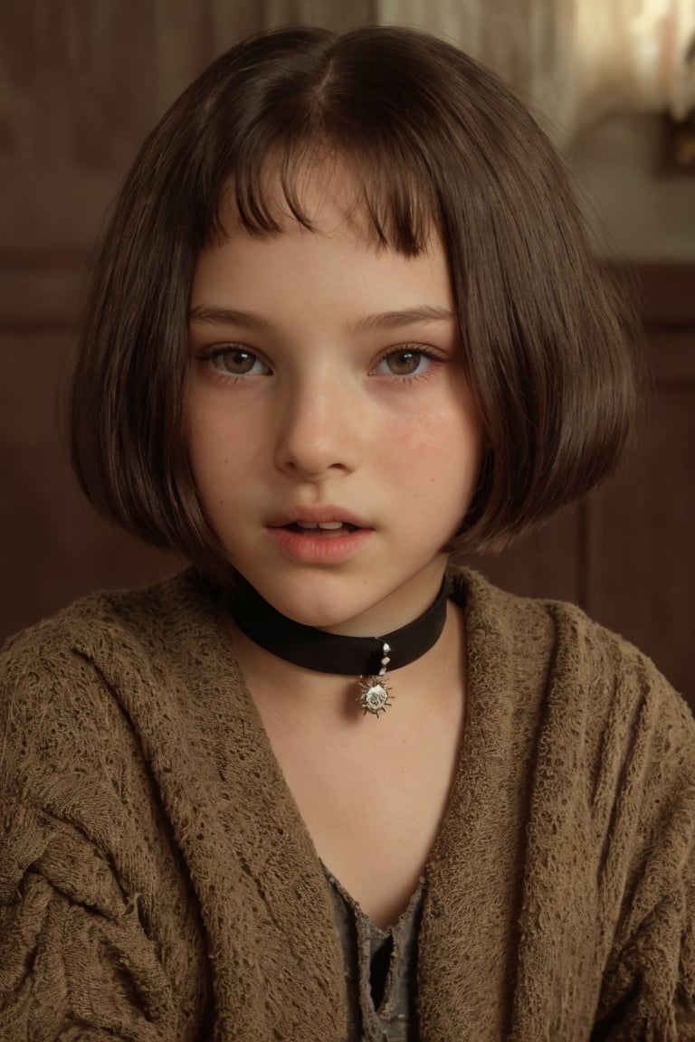 Beautiful face, 8k ,HDR, Masterpiece, hyperrealistik, Natalie Portman as 11 yo little tween girl Matilda from die movie "Leon the profi",Matilda, Natalie Portman as 11 yo little tween girl Matilda with hot body from die movie "Leon the profi",Matilda, Full body view, (background new yorck)