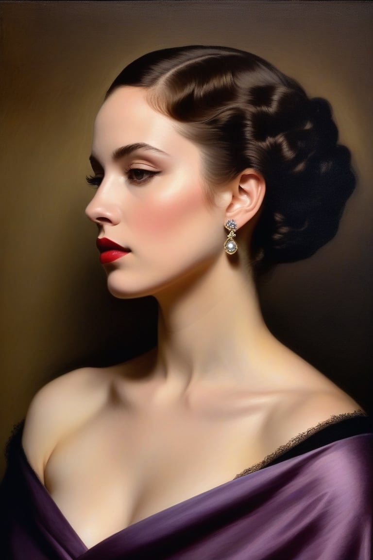 (((Portrait 1920s age style iconic but extremely beautiful))) (((chiaroscuro colors background))),  (((gorgeous,  voluptuo...