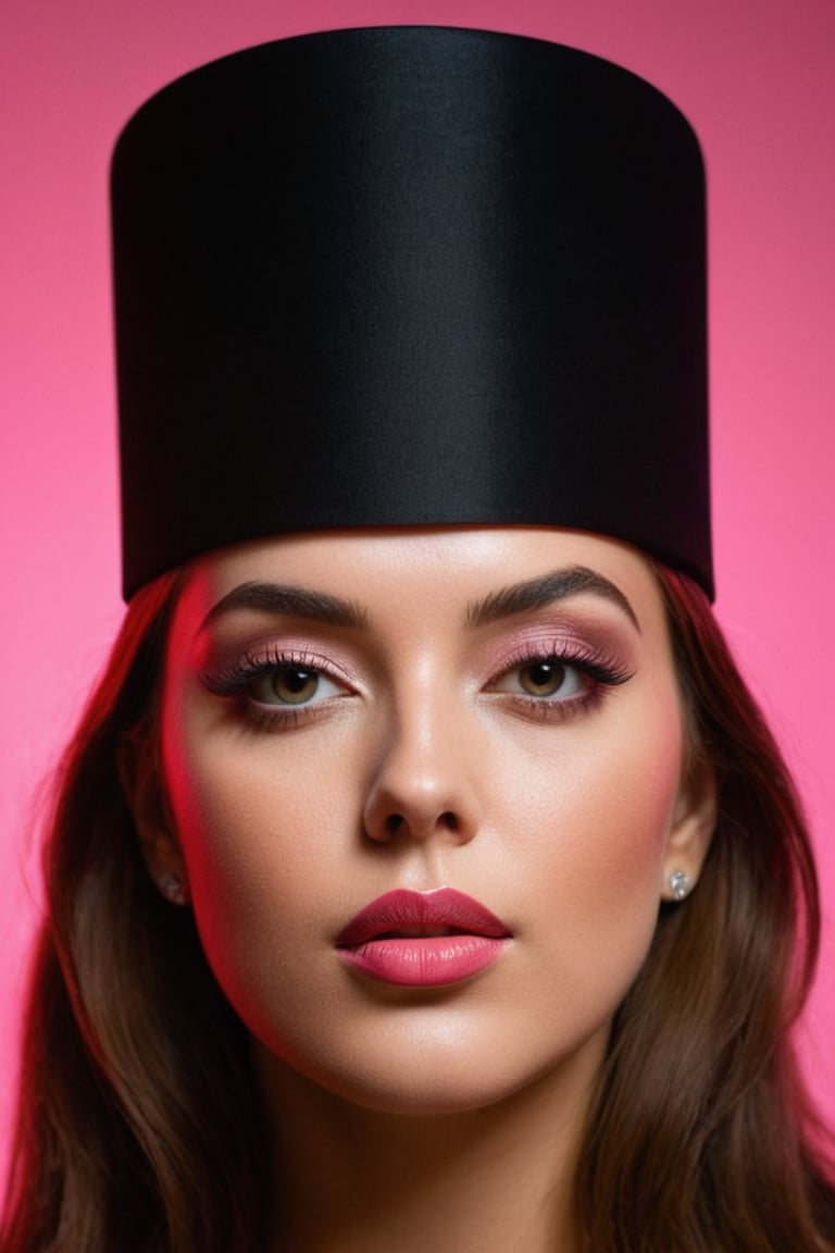 (((iconic lady with pink The high Hat but extremely beautiful)))
(((Gorgeous and Voluptuous and yet so cool)))
(((indirect abroad lights blurred shadows on the face and body)))
(((Chiaroscuro simple Prism Cube colors background)))
(((masterpiece,best quality,
hyperrealistic, photorealistic)))
(((By caravaggio style,by Richard Avedon style)))