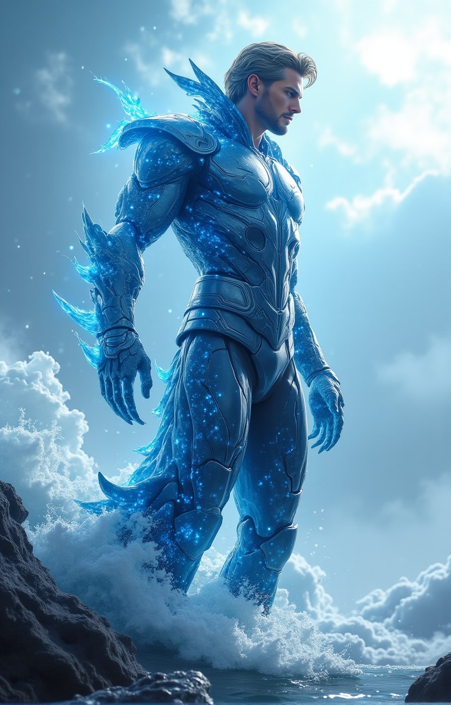 Full body shot,  Futuristic Thor fused Leviathan,  Thor merges perfectly with the mythical Leviathan body by BonzArt on Te...