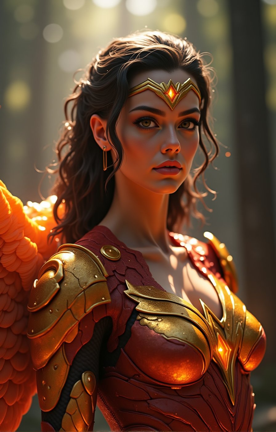 Full body shot,  Futuristic Wonder Woman fused Griffin,  Wonder Woman merges perfectly with the mythical Griffin body by B...