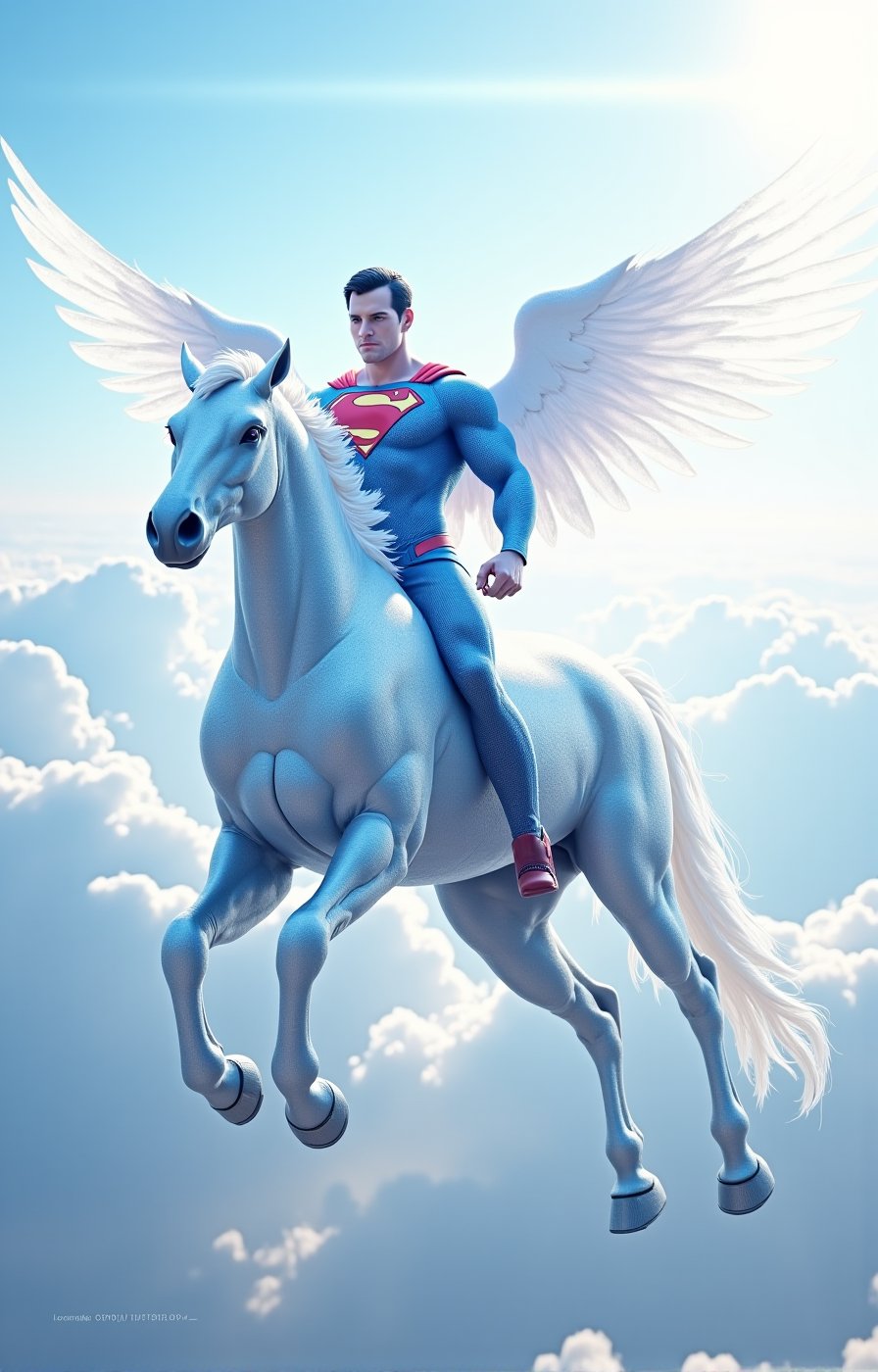 /img Full body shot,  Futuristic Superman fused Pegasus,  Superman merges perfectly with the mythical Pegasus body by Bonz...