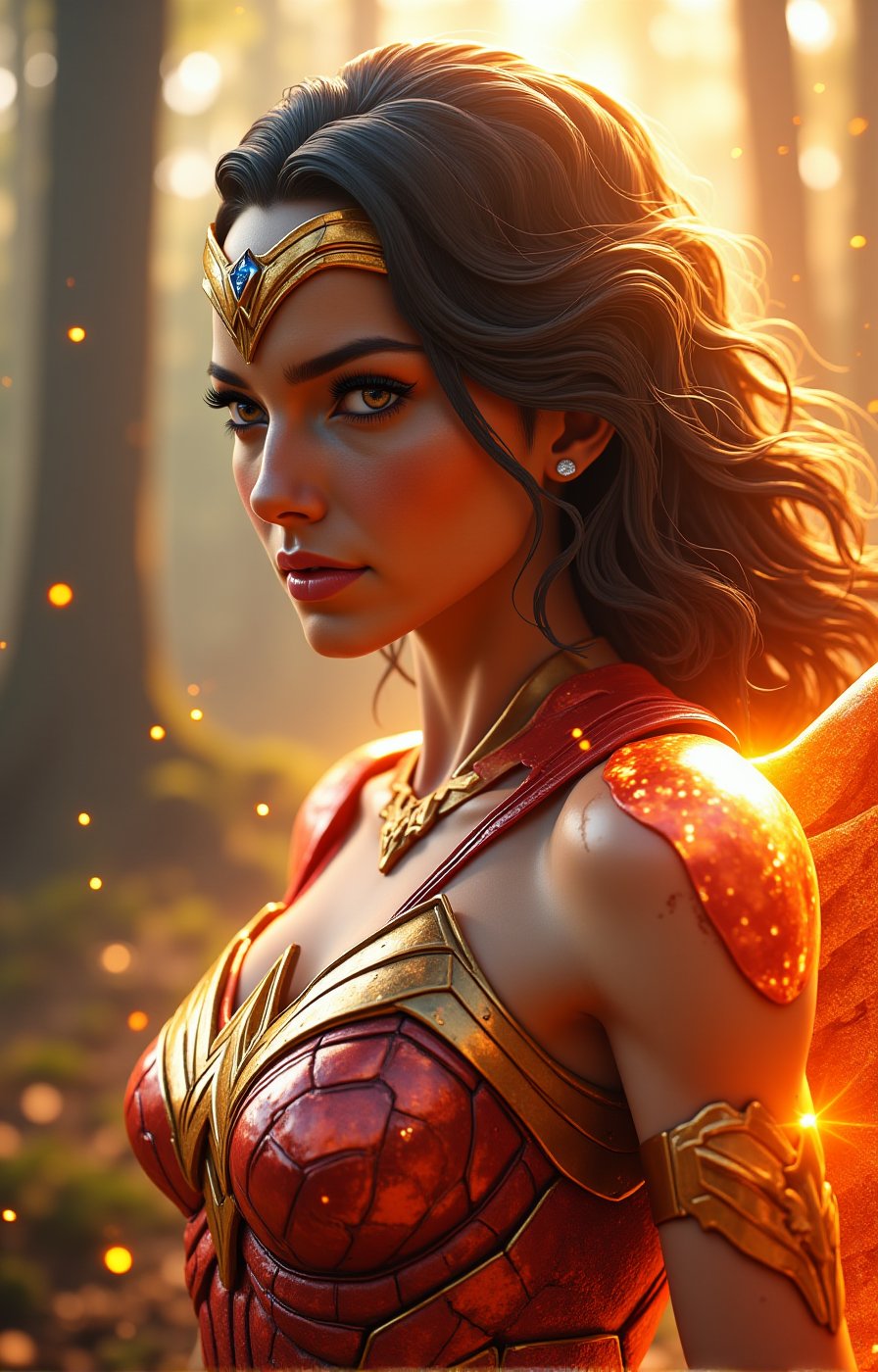 Full body shot,  Futuristic Wonder Woman fused Griffin,  Wonder Woman merges perfectly with the mythical Griffin body by B...