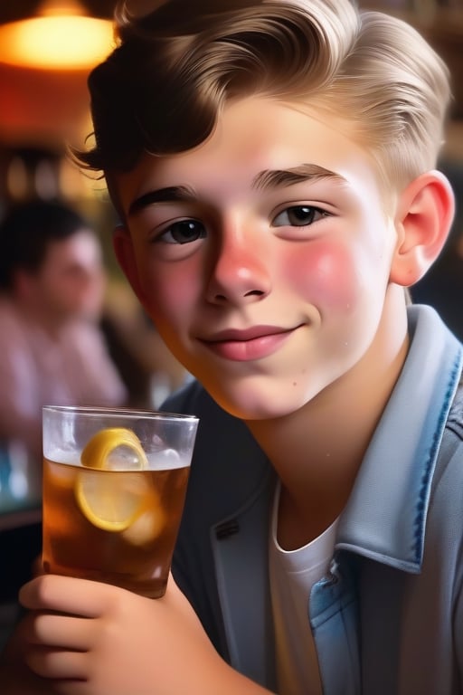 Portrait of a teen drinking ron in the bar