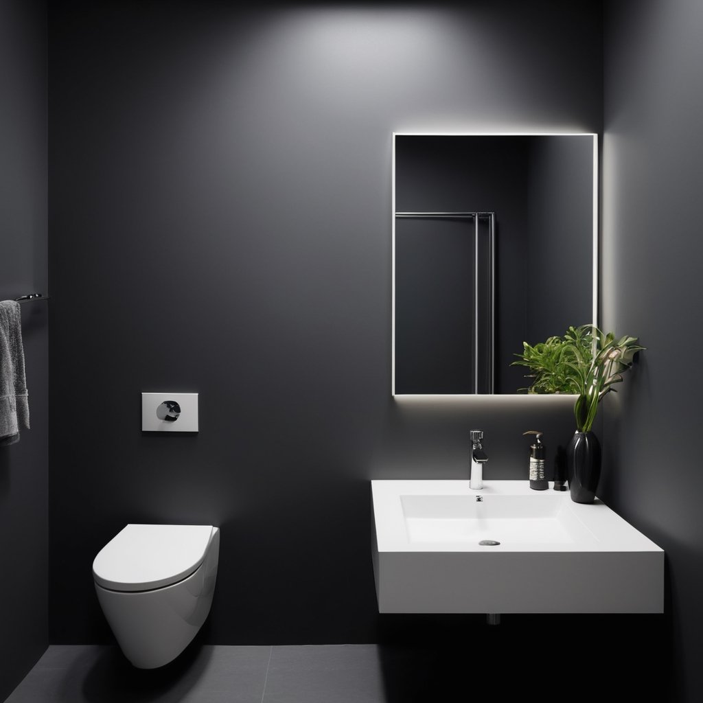 ,realistic grey bathroom wall , dark place 