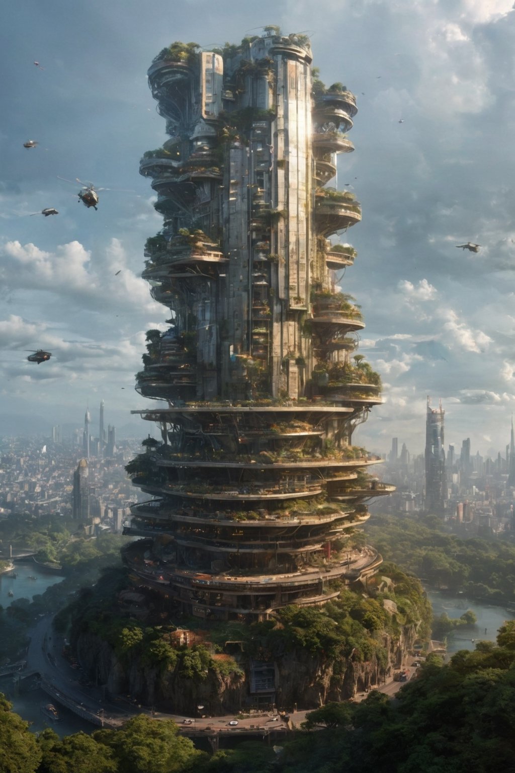Overlooking the future city,  novel and modern skyscrapers,  streamlined buildings by HHM on Tensor.Art
