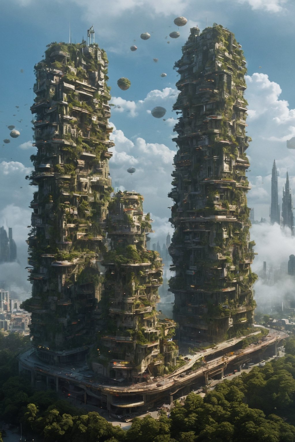 Overlooking the future city,  novel and modern skyscrapers,  streamlined buildings by HHM on Tensor.Art
