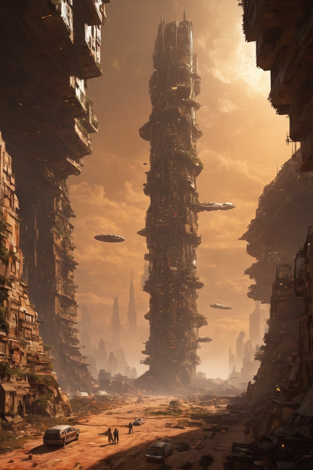Overlooking the future city,  novel and modern skyscrapers,  streamlined buildings by HHM on Tensor.Art