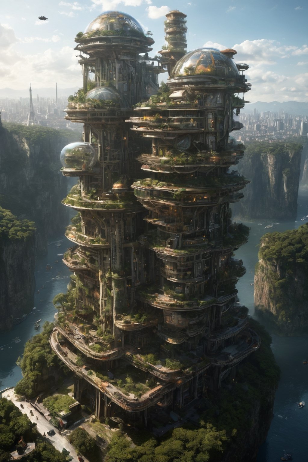 Overlooking the future city,  novel and modern skyscrapers,  streamlined buildings by HHM on Tensor.Art