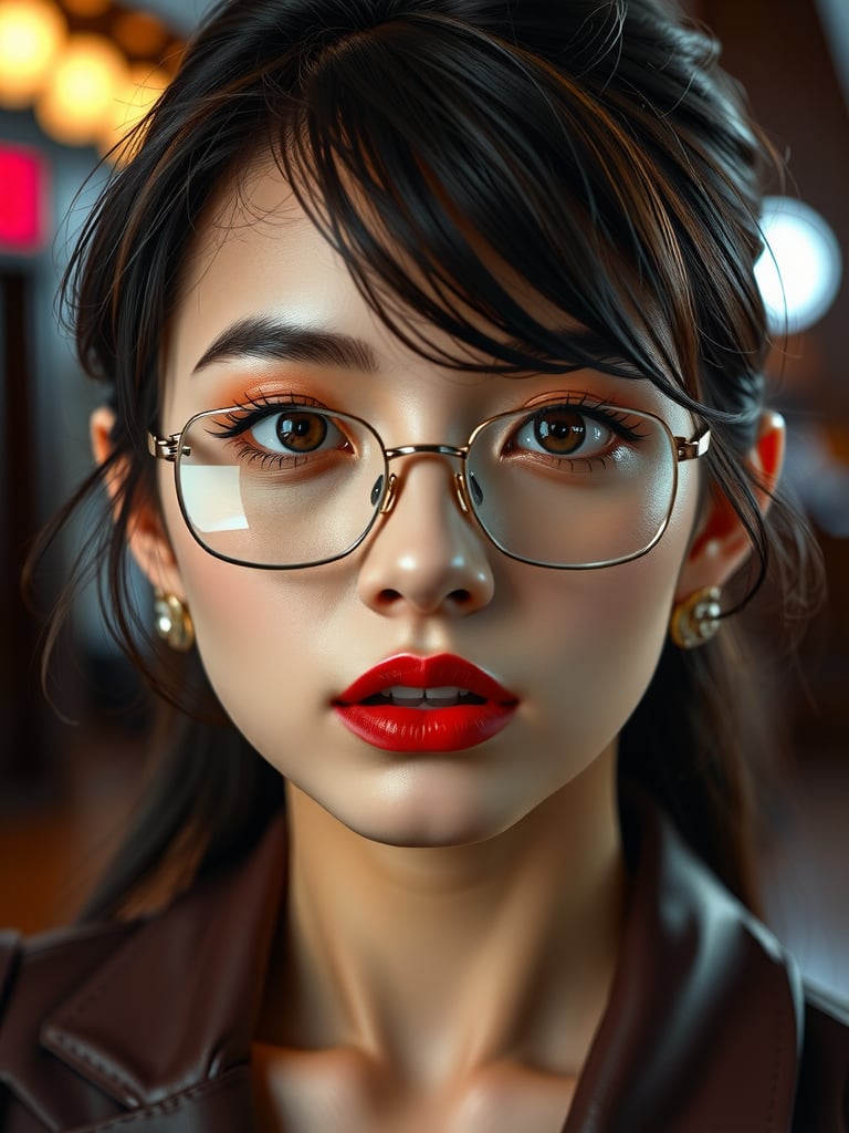 wide field of view, centered, dynamic pose, gorgeous young modern fashionable girl with expressive eyes , highly detailed, 4 k, hdr, sharp focus, high resolution, excellent composition, cinematic atmosphere, precise correct anatomy, aesthetichigh detail of the face image