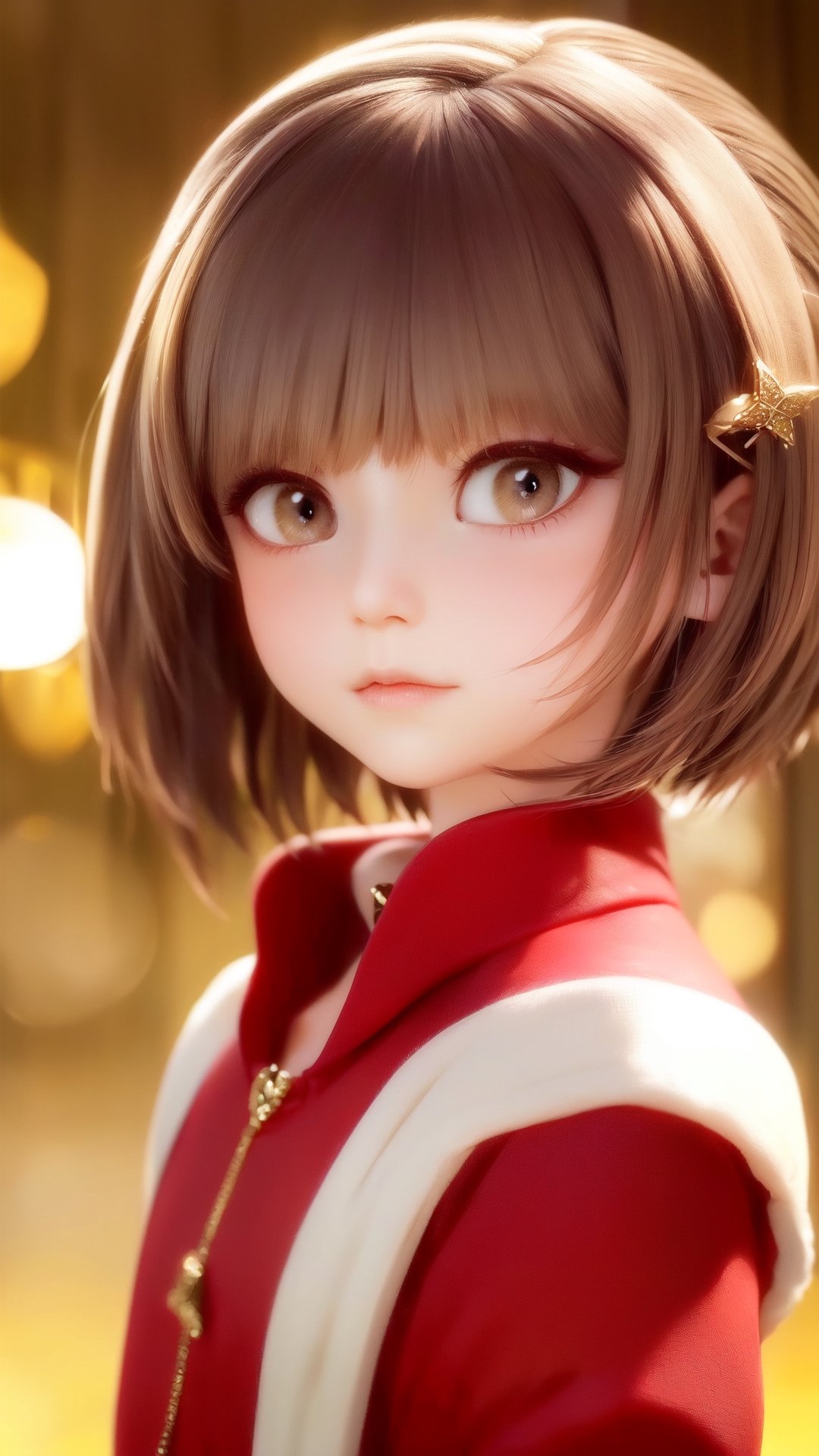 ((1girl, 6year old girl:1.5)), ((Portrait)),loli, petite girl,  whole body, children's body, beautiful shining body, bangs,((darkbrown hair:1.3)),high eyes,(aquamarine eyes), petite,tall eyes, beautiful girl with fine details, Beautiful and delicate eyes, detailed face, Beautiful eyes,natural light,((realism: 1.2 )), dynamic far view shot,cinematic lighting, perfect composition, by sumic.mic, ultra detailed, official art, masterpiece, (best quality:1.3), reflections, extremely detailed cg unity 8k wallpaper, detailed background, masterpiece, best quality , (masterpiece), (best quality:1.4), (ultra highres:1.2), (hyperrealistic:1.4), (photorealistic:1.2), best quality, high quality, highres, detail enhancement, ((very short hair:1.4)),
((tareme,animated eyes, big eyes,droopy eyes:1.2)),((random expression)),,random Angle,((santa costume:1.4)),((thick eyebrows:1.1)),perfect,((manga like visual)),((christmas decorations)),perfect light,white fur,facial_mark, neon_palette, shaped_highlights, ((bokeh background, blurry background)), night time, night sky, (city light), horizontal angle, looking away, perfect anatomy, colorful hair clip, many hair clips, christmas theme,brown eyes