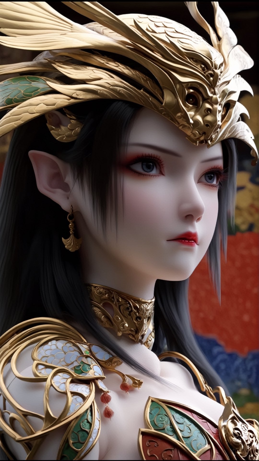 (Beautiful female, cloisonné, and the most beautiful work ever created under the supervision of Yoshitaka Amano), Detailed Textures, high quality:2, high resolution:2, high Accuracy, realism, color correction, Proper lighting settings, harmonious composition, Behance works,meidusha