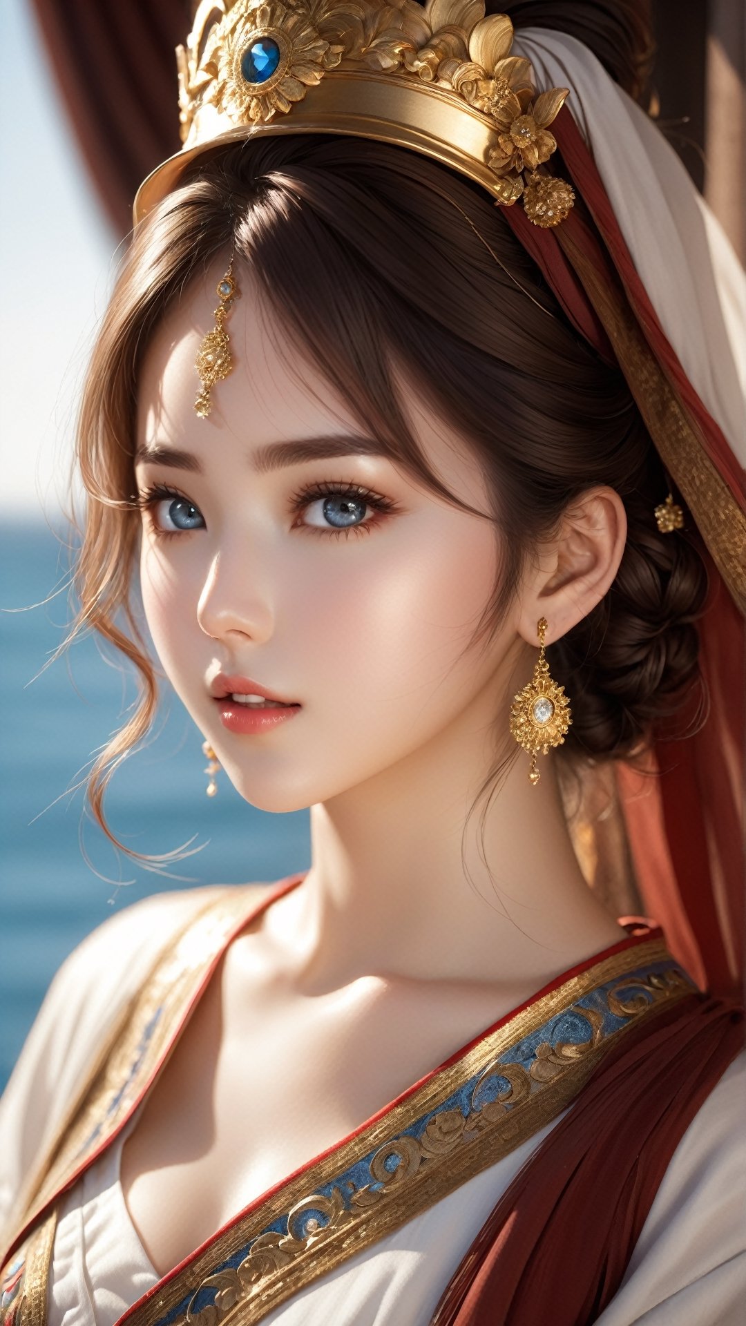 portrait of a girl, (face:1.2), sidelighting, (finely detailed beautiful eyes: 1.2), masterpiece, 1girl, standing model pose, dress, detailed skin texture, detailed cloth texture, beautiful detailed face, masterpiece, best quality, ultra detailed, hiqcgbody, lustrous skin, abs, nsfw:1.2, (ulzzang-6500-v1.1:0.8),photo r3al,Sexy,Roman Ships