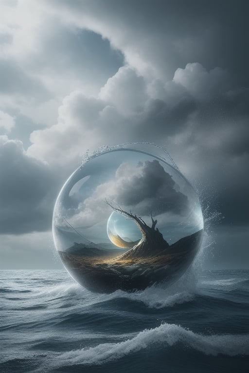 lovely double exposure image by blending together a stormy sea and a glass apple. The sea should serve as the underlying backdrop, with its details subtly incorporated into the glossy glass apple, sharp focus, double exposure, glossy glass apple, (translucent glass figure of an apple) (sea inside) lifeless, dead, glass apple, earthy colors, decadence, intricate design, hyper realistic,, ultra hd, realistic, vivid colors, highly detailed, UHD drawing, pen and ink, perfect composition, beautiful detailed intricate insanely detailed octane render trending on artstation, 8k artistic photography, photorealistic concept art, soft natural volumetric cinematic perfect light