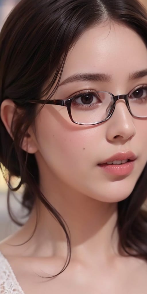 score_9, score8_up,(absurd quality,16k,highres,masterpiece), ultra details,UHD,(photorealistic Realism 16K Quality), (stunningly beautiful woman, 22-year-old), ((wearing glasses1.5)), (super quality details, realistic texture: skin, hair), ((the most absurd quality perfect eyes)), (natural super beautiful cute sharp-face), (light pale complexion), ((clear  and sharp perfect round realistic brown_eyes)), finely detailed pupils, detailed lips:1.3, BREAK, ((Fujicolor, daytime soft lighting), detailed perfect symmetrical face, detailed sharp nose, detailed glossy lips, detailed white teeth, fashion supermodel, (curly heban hair (slicked to the one side) Intricately detailed), BREAK, (pink_makeup), BREAK, ((Classic and sexy designer dress, combination of red and yellow colour in the dress)), Detailed blue decoration, BREAK, (Fitted clothing), dynamic pose, ((looking from side)), (no decorations in the hair), (dark shot:1.2), (firm normal full breasts), hint of cleavage, ((vibarant and colourful),anikha,girl,beauty,solo,xee,konoha,britney,nsg 