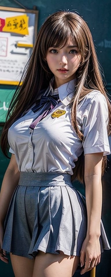 schoolgirl posing with huge breasts,  Victor Wang's concept art,  art site contest winner by en0421@AI on Tensor.Art