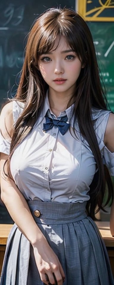 schoolgirl posing with huge breasts,  Victor Wang's concept art,  art site contest winner by en0421@AI on Tensor.Art