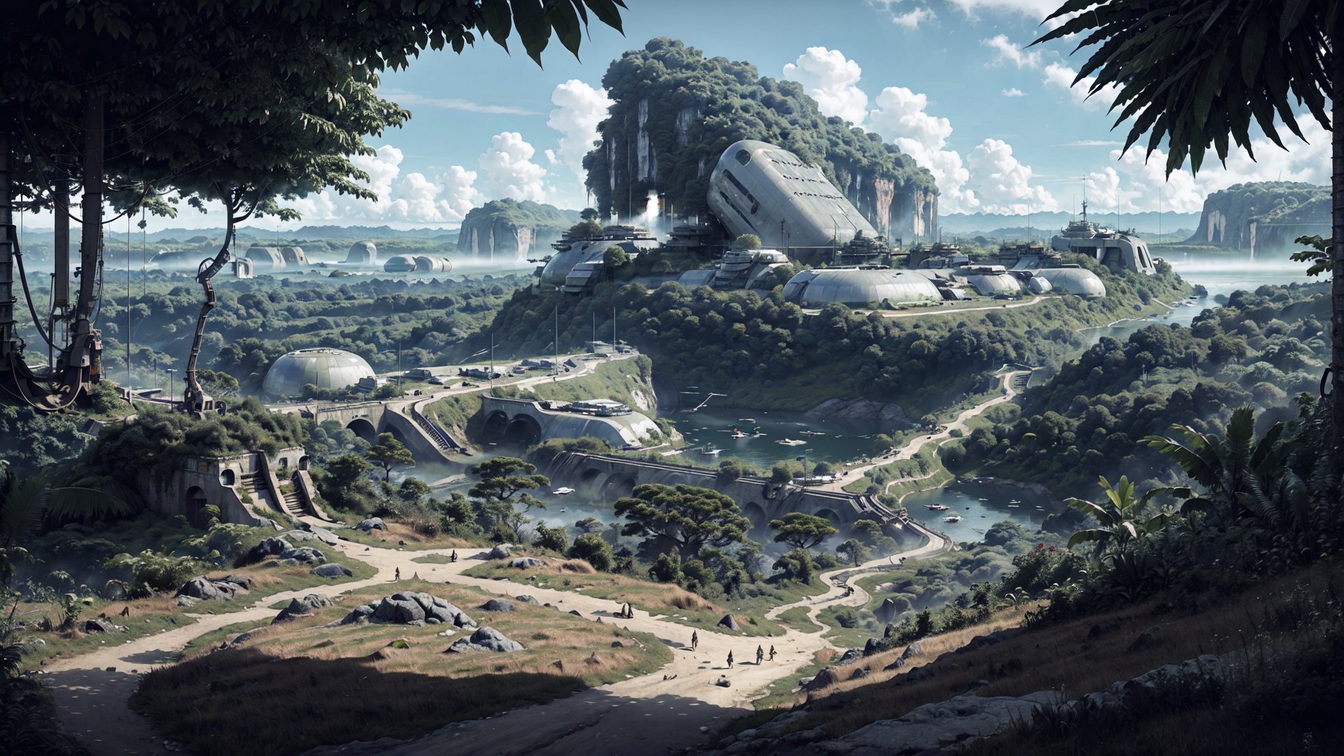 dense jungle,  foliage,  steel bunker by barryperry on Tensor.Art