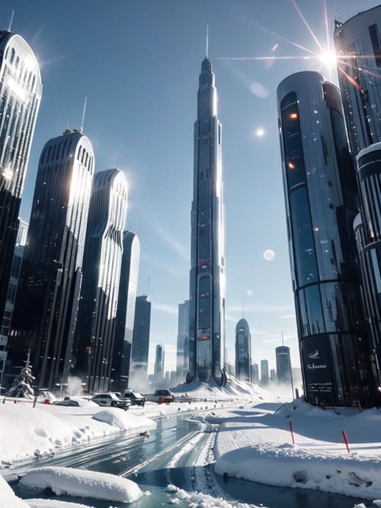 Skyscraper on frozen planet,  ice,  snow by barryperry on Tensor.Art