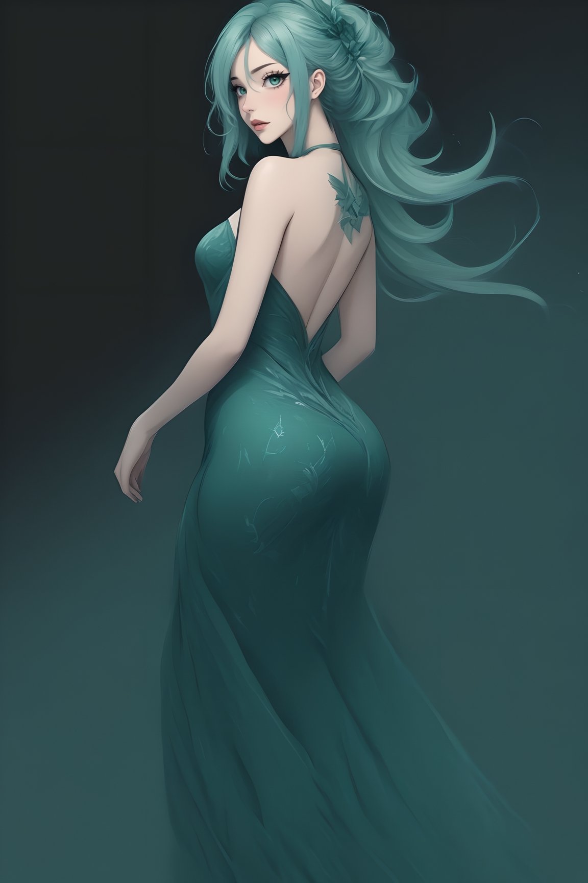 Imagine a sultry and alluring waifu with long, flowing sapphire hair that cascades down her back in mesmerizing waves, her emerald eyes sparkling with a mischievous charm, and her curvaceous figure accentuated by an elegant, form-fitting gown that leaves just enough to the imagination, exuding an irresistible blend of confidence and allure that makes her the object of desire in the world of anime and manga.,<lora:659095807385103906:1.0>