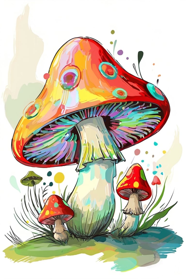 a single beautiful colorful shirt fat cartoon mushroom close up,  simple watercolor by Uste 112023 on Tensor.Art
