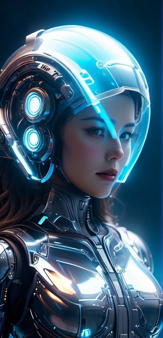 (medium full shot), close up head view, 1 girl,solo,short blond hair,dinamic pose, a mecha astronaut, white mecha body armour, wearing high tech astronaut helmet with (((clear glass (Full Face astronout visor) with HUD elements project directly into the wearers eyes))), (((blue neon light inside visor))), (((focus on the intricate details inside visor))), hologram display at background, action pose, hyper detailed, hyper realistic, with dramatic polarizing filter, vivid colors, sharp focus, HDR, UHD, 64K, remarkable color,,smile, (oil shiny skin:1.0), (big_boobs:2.8), willowy, chiseled, (hunky:2.4),(( body rotation -35 degree)), (medium full shot),(perfect anatomy, prefecthand, dress, long fingers, 4 fingers, 1 thumb), 9 head body lenth, dynamic sexy pose, breast apart, (artistic pose of awoman),chrometech,surface imperfections,steampunk,bubbleGL,neotech,ste4mpunk,DonMM00m13sXL,glowing,scifi,NIJI STYLE,ral-3dwvz,DonMASKTexXL ,Flower Blindfold,NYFlowerGirl,DonMChr0m4t3rr4XL ,Strong Backlit Particles