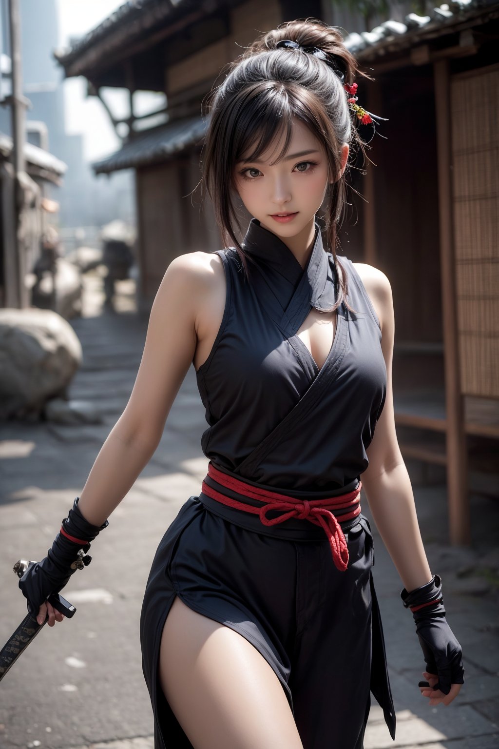 (( attractive pose ,  traditional kunoichi kimono ,  picturing her elegance and coldness)) by Faye0802 on Tensor.Art