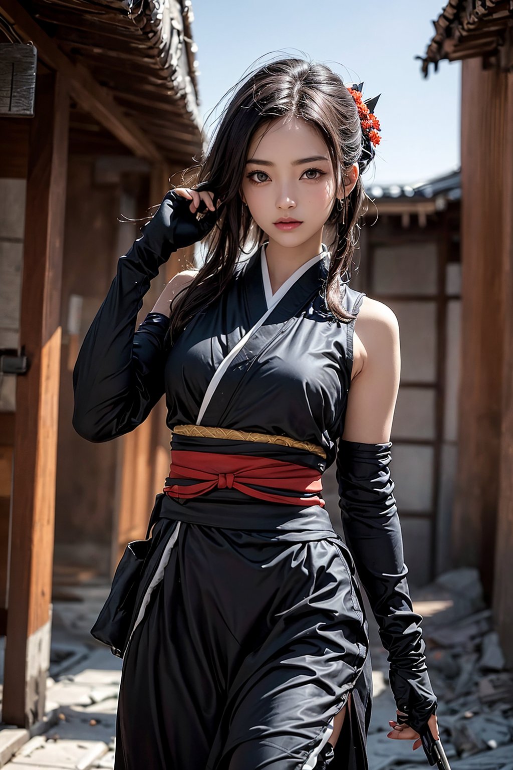 (( attractive pose ,  traditional kunoichi kimono ,  picturing her elegance and coldness)) by Faye0802 on Tensor.Art