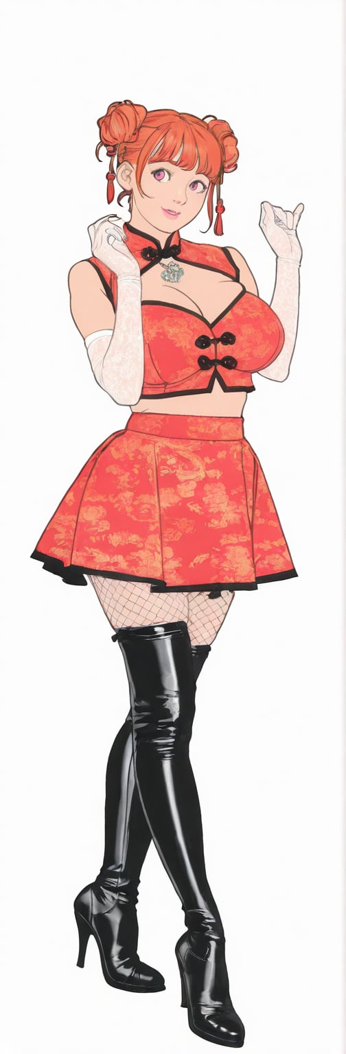 (black boots,  miko,  tranparent black china dress by Springqiu on Tensor.Art