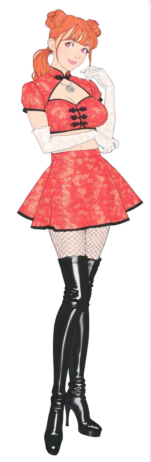 (black boots,  miko,  tranparent black china dress by Springqiu on Tensor.Art