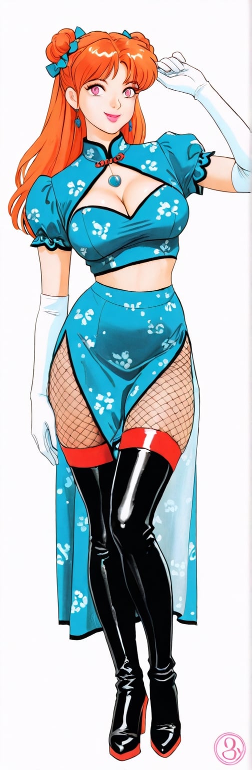 (red boots,  miko,  tranparent green china dress by Springqiu on Tensor.Art