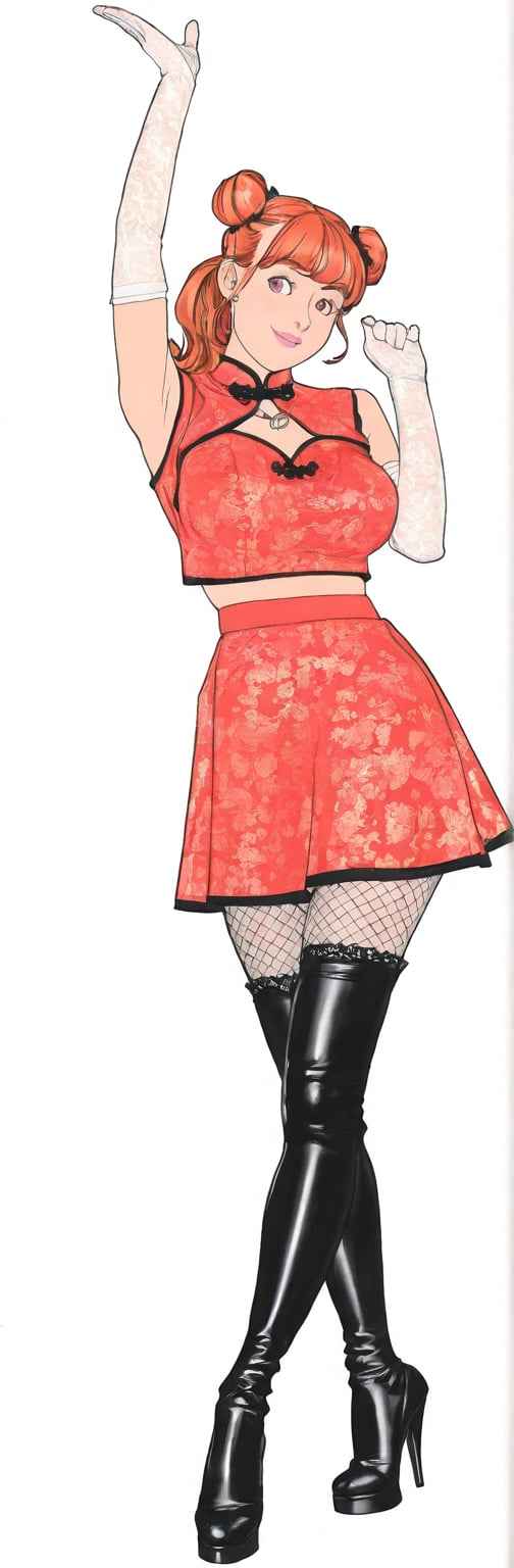 (black boots,  miko,  tranparent black china dress by Springqiu on Tensor.Art