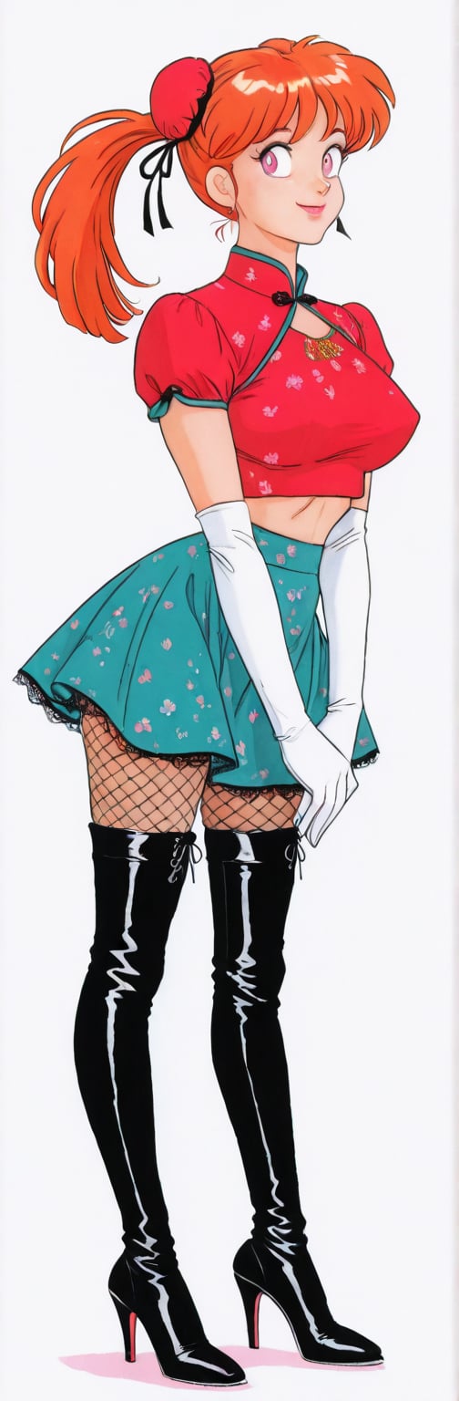 (red boots,  miko,  tranparent green china dress by Springqiu on Tensor.Art