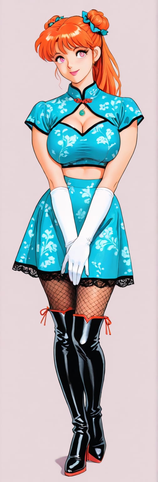 (red boots,  miko,  tranparent green china dress by Springqiu on Tensor.Art