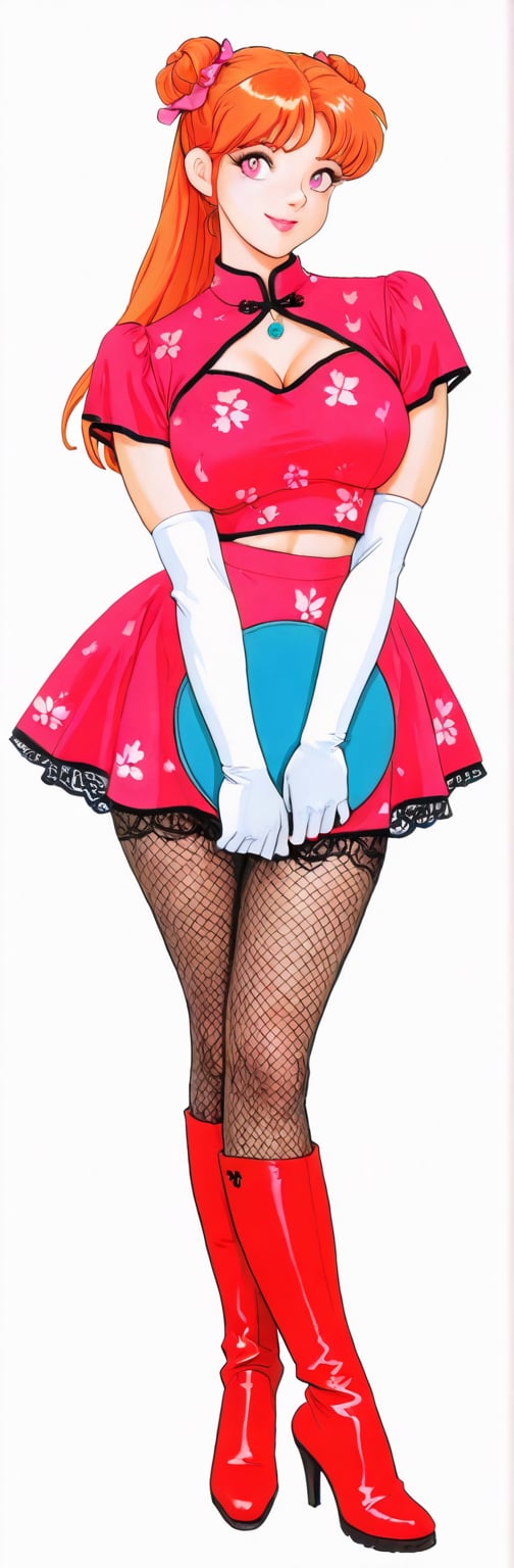 (red boots,  miko,  tranparent green china dress by Springqiu on Tensor.Art