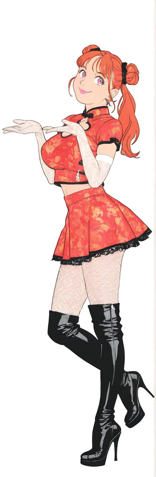 (black boots,  miko,  tranparent black china dress by Springqiu on Tensor.Art