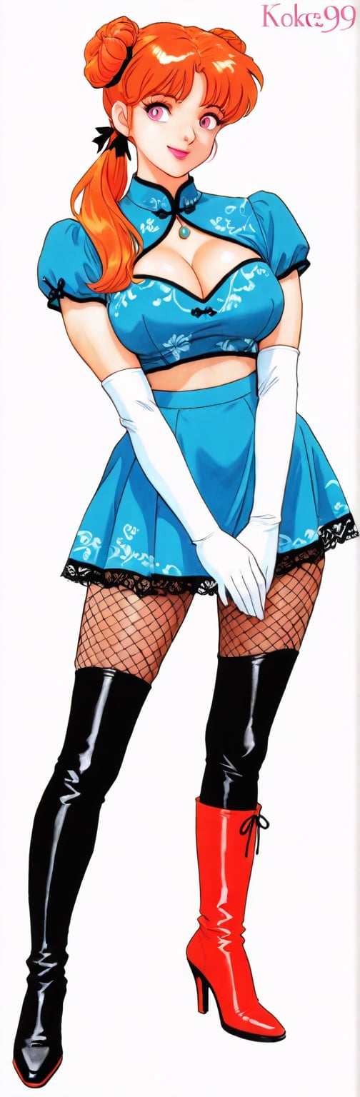 (red boots,  miko,  tranparent green china dress by Springqiu on Tensor.Art