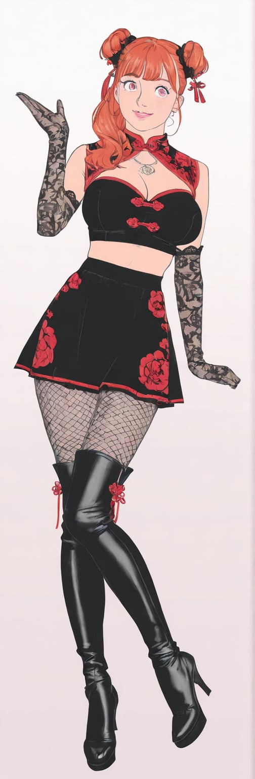(black boots,  miko,  tranparent black china dress by Springqiu on Tensor.Art