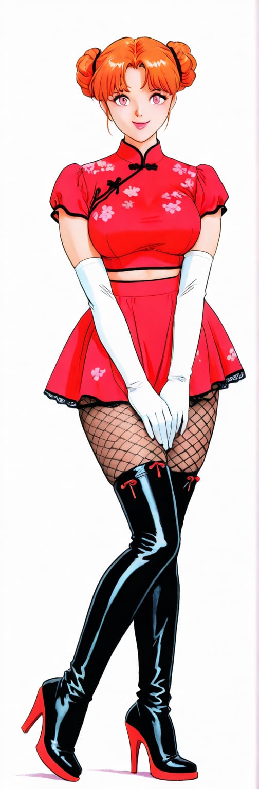(red boots,  miko,  tranparent green china dress by Springqiu on Tensor.Art