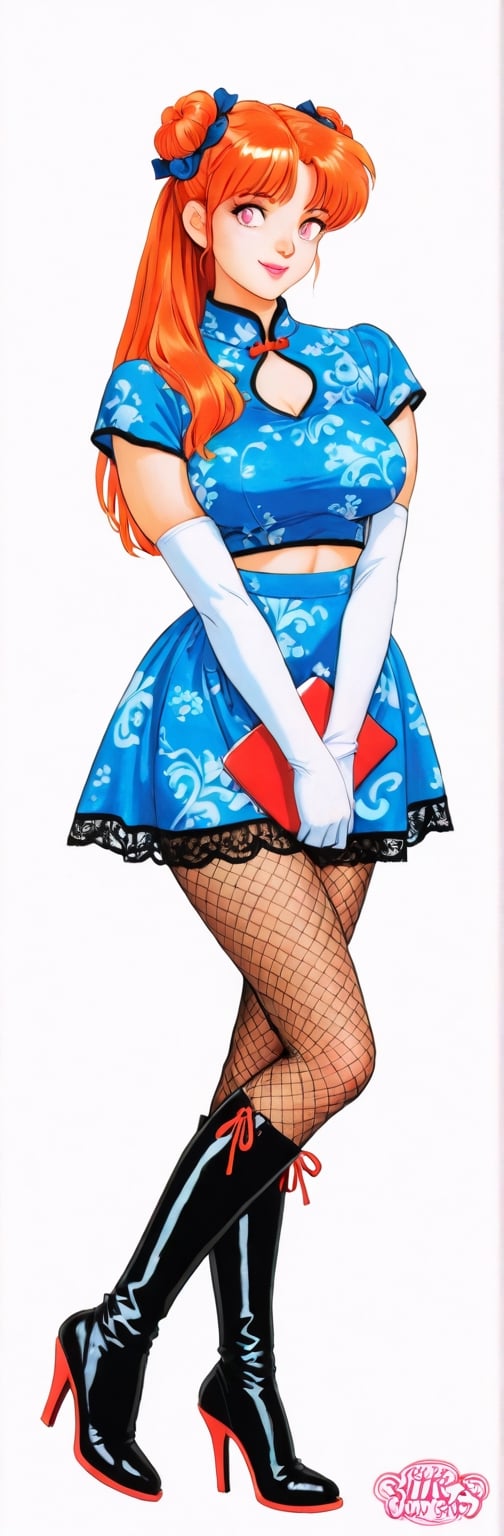 (red boots,  miko,  tranparent green china dress by Springqiu on Tensor.Art