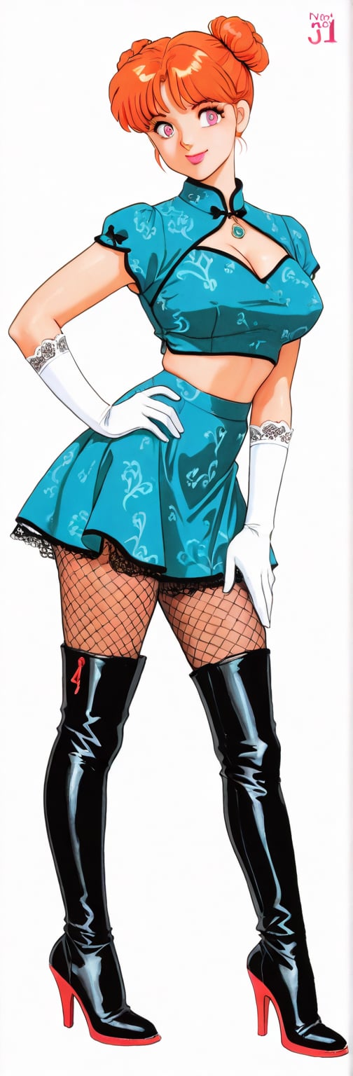 (red boots,  miko,  tranparent green china dress by Springqiu on Tensor.Art