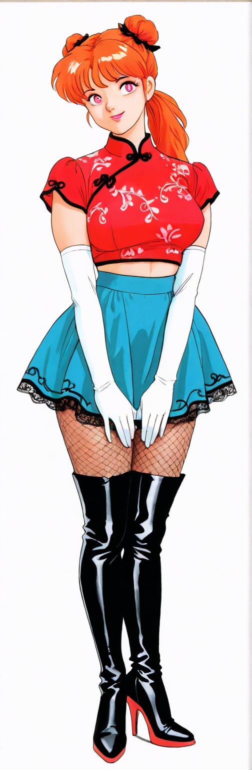 (red boots,  miko,  tranparent green china dress by Springqiu on Tensor.Art