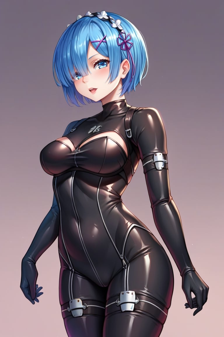 score_9, score_8_up,score_7_up, score_6_up, score_5_up, score_4_up, ,score_9_up,

1girl, rem_rezero, blue hair, blue eyes, leather_bodysuit, black gloves

,detailed_background, futuristic setting, city