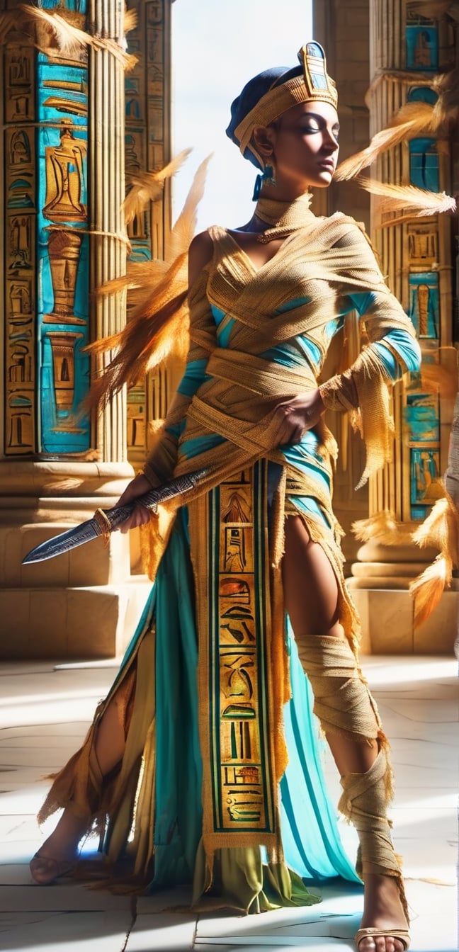 queen Nefertiti of Ancient Egypt wearing a shirt with the text "pua" written on it, Holding a sword can in hand, Posing as The statue of liberty, ancient Egypt theme , warm ancient Egyptian atmosphere but in ancient Egypt City , realistic , detailed, ancient Egyptian costumes,Background in Egypt castle ,,smile, (oil shiny skin:1.0), (big_boobs:2.6), willowy, chiseled, (hunky:2.4),(( body rotation 35 degree)), (upper body:0.8),(perfect anatomy, prefecthand, dress, long fingers, 4 fingers, 1 thumb), 9 head body lenth, dynamic sexy pose, breast apart, (artistic pose of awoman),abyssaltech ,dissolving,abyss,DonMChr0m4t3rr4XL ,chrometech,surface imperfections,DonMM00m13sXL,shards,glass,brocken glass,transparent glass,pieces of glass