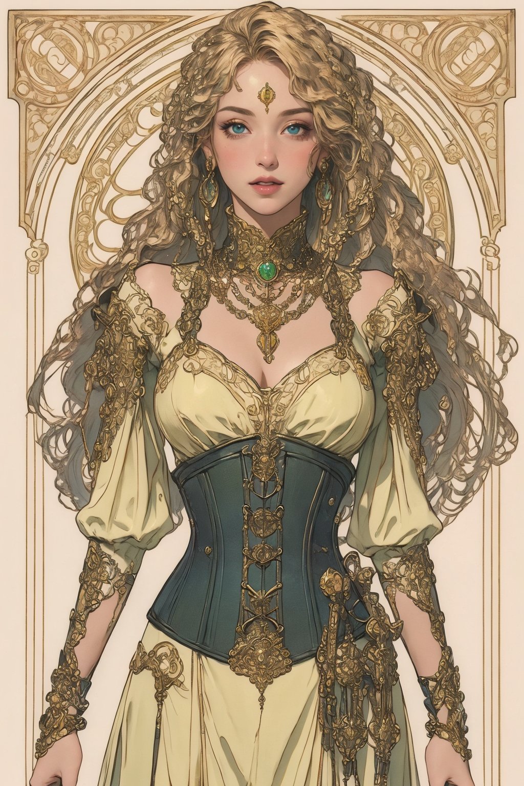(mucha style),  (SPARKLE GLOWING),  busty and sexy girl by APOLLOYIN on Tensor.Art