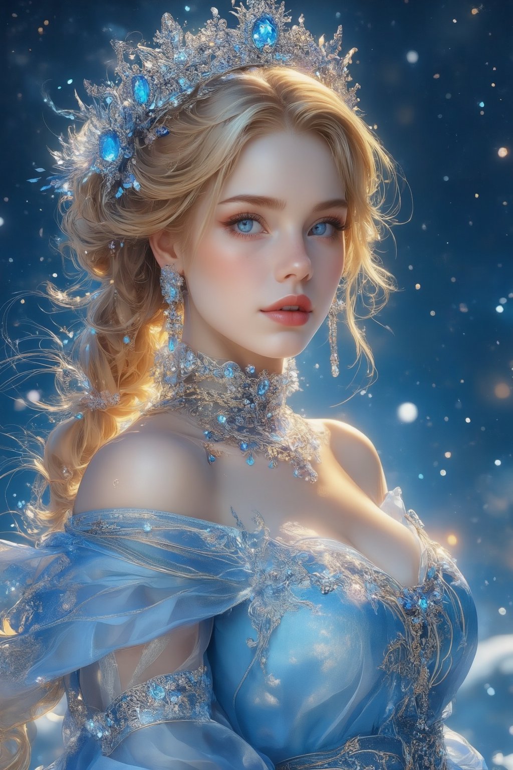(mucha style),  (SPARKLE GLOWING),  busty and sexy girl by APOLLOYIN on Tensor.Art