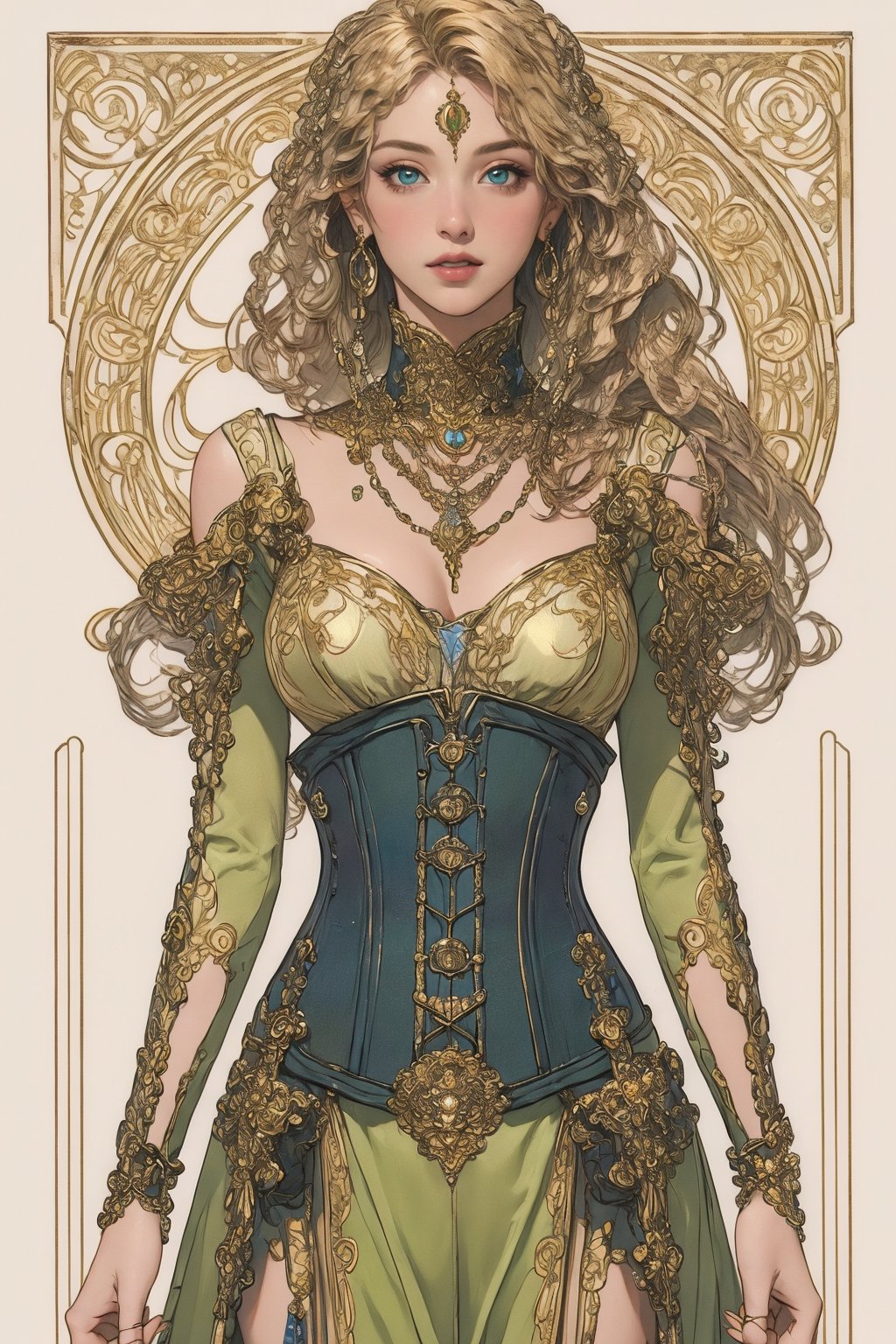 (mucha style),  (SPARKLE GLOWING),  busty and sexy girl by APOLLOYIN on Tensor.Art