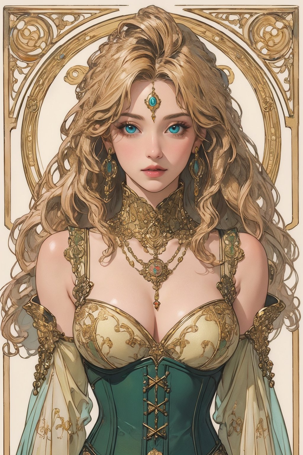 (mucha style),  (SPARKLE GLOWING),  busty and sexy girl by APOLLOYIN on Tensor.Art