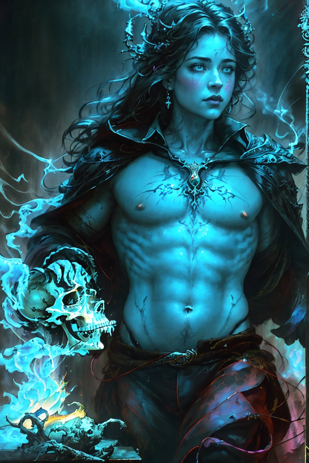 

Hyper-realistic digital painting, , immersed in a black light ambiance, evocative of the styles of Jose Royo, Boris Vallejo, Carne Griffiths, Wadim Kashin, Harrison Fisher, Brian Froud, and Jeremy Mann, backdrop radiates epicblack light illumination, infused with Steadman's essence, Hanuka's finesse, K



grand view, digital art of Shakespeare performing the play "To be or not to be" in a grim reaper outfit, looking at a skull he holds in his hands, a phantasmagoric piece of theatrical action, he is in the middle of a stage, with lights focusing on his body and a few smoke in the background surrounding, global illumination in yellow, , 


vibrant ambience, lively atmosphere, adorned with fairy lights and candles, captured in photorealistic detail with real skin textures, soft lighting, and presented as an absurdres masterpiece.

highly detailed HDR photo, 8k quality, best quality, high resolution ultra photorealistic, high definition, highly detailed photo, photon mapping, dynamic angle, professional lighting, highly detailed face and body,expressive eyes, perfectly detailed face

 ,jonnzack_art_style,oil painting