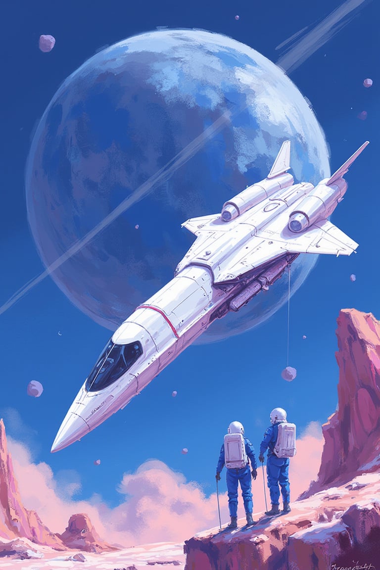 aesthetic,  A fascinating and mysterious digital illustration depicts a strange and surreal sight: a white spaceship with...
